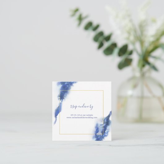 Elegant Blue Ombre Marble Wedding RSVP-kaarten Informatiekaartje (Staand voorkant)