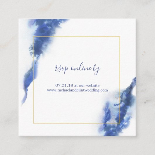 Elegant Blue Ombre Marble Wedding RSVP-kaarten Informatiekaartje (Voorkant)