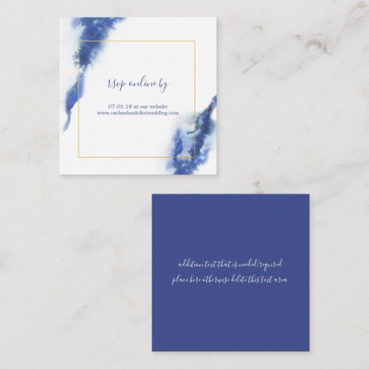 Elegant Blue Ombre Marble Wedding RSVP-kaarten Informatiekaartje (Voorkant / Achterkant)