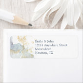 Elegant Blue Ombre Waterverf Name Return Address Etiket (Insitu)