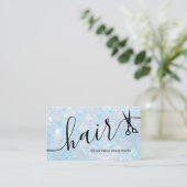 Elegant Blue Opal Glitter Hair Script Scissors Visitekaartje (Staand voorkant)