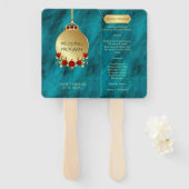 Elegant Blue Opulence Gold Luxe Royal Program Handwaaier (Voorkant en achterkant)