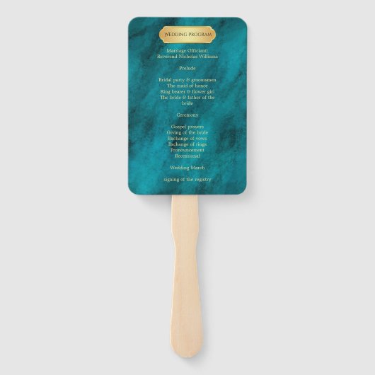 Elegant Blue Opulence Gold Luxe Royal Program Handwaaier (Achterkant)