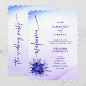 Elegant Blue Orchid Wedding Programme Kaart (Voorkant / Achterkant)