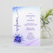 Elegant Blue Orchid Wedding Programme Kaart (Staand voorkant)