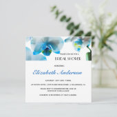 Elegant Blue Orchids Bridal Shower Uitnodiging (Staand voorkant)