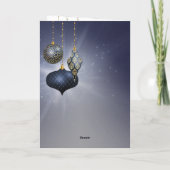 Elegant Blue Ornament Corporate Logo kerst Kaart (Achterkant)