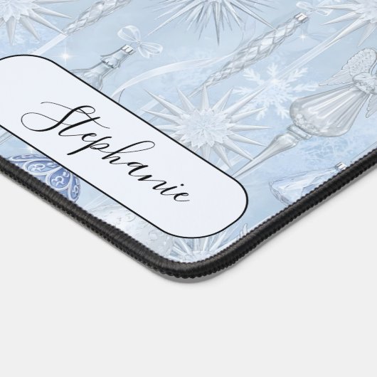 Elegant Blue Ornament Pattern Desk Mat Custom (Hoek)