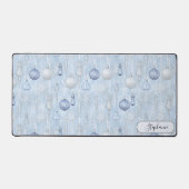Elegant Blue Ornament Pattern Desk Mat Custom (Voorkant)