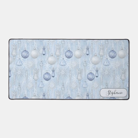 Elegant Blue Ornament Pattern Desk Mat Custom (Voorkant)