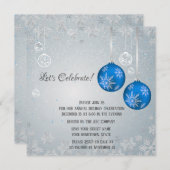 Elegant Blue Ornaments Silver Snowflakes kerst Kaart (Voorkant / Achterkant)