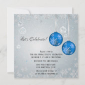 Elegant Blue Ornaments Silver Snowflakes kerst Kaart (Voorkant)