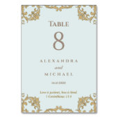 Elegant Blue Ornate Baroque Christian Wedding  Kaart (Voorkant)