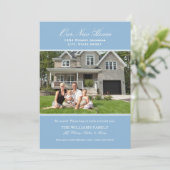 Elegant Blue Our New Home Photo Movement Aankondiging (Staand voorkant)