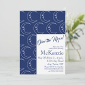 Elegant Blue over de maan Celsius Baby shower I Kaart (Staand voorkant)