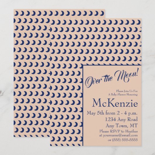 Elegant Blue over de maan Celsius Baby shower I Kaart (Voorkant / Achterkant)