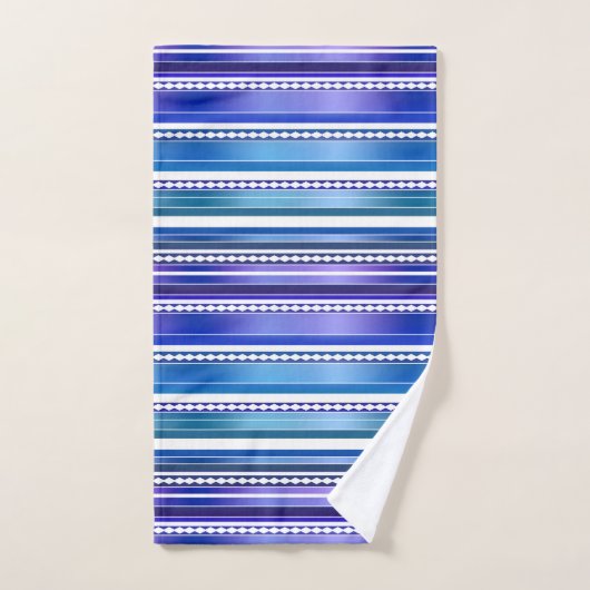 Elegant Blue Paars Abstract Striped Patroon Bad Handdoek (Handdoek)