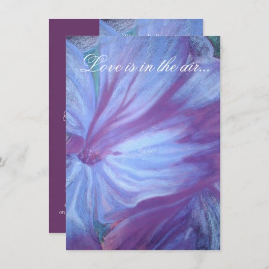 Elegant blue paars florals bruiloft kaart (Voorkant / Achterkant)