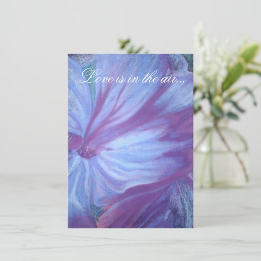 Elegant blue paars florals bruiloft kaart (Staand voorkant)