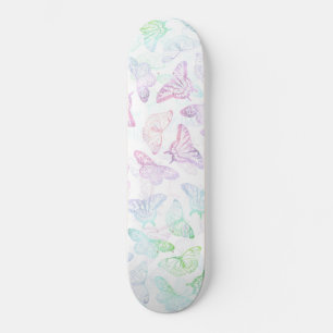 Elegant Blue Paars Glitter Butterfly Glam Design Persoonlijk Skateboard