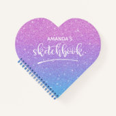 Elegant blue paars ombre Glitter Sketchbook Notitieboek (Voorkant)