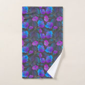 Elegant Blue Paars Pink Flowers Bad Handdoek (Handdoek)