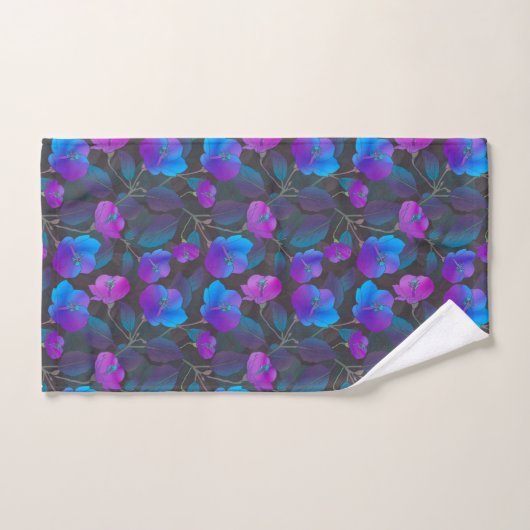 Elegant Blue Paars Pink Flowers Bad Handdoek (Handdoek)