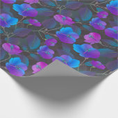 Elegant Blue Paars Pink Flowers Cadeaupapier (Hoek)