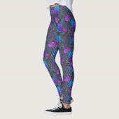 Elegant Blue Paars Pink Flowers Leggings (Links)