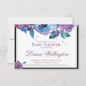 Elegant Blue Paars Twilight Floral Baby shower Kaart (Voorkant)