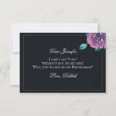 Elegant Blue Paars Twilight Floral Bridesmaid Kaart (Achterkant)