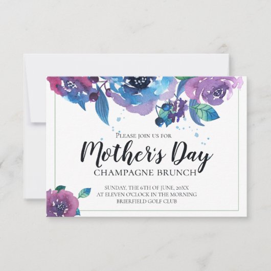 Elegant Blue Paars Twilight Floral Moederdag Kaart (Voorkant)