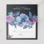 Elegant Blue Paars Twilight Floral Wedding Table Plaatskaartje (Buitenkant ongevouwen)
