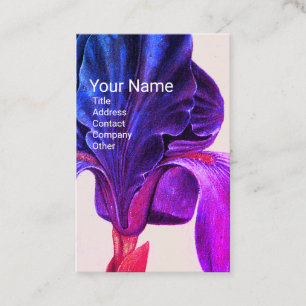 ELEGANT BLUE PAARSE IRIS-monogram Visitekaartje