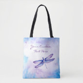 Elegant Blue Paarse Waterverf Dragonfly Tote Bag (Voorkant)