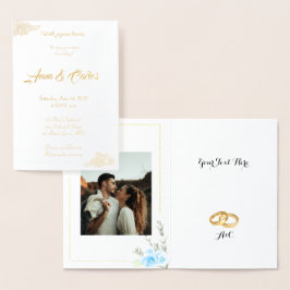 Elegant Blue Pansy Flower Wedding Folie Kaarten