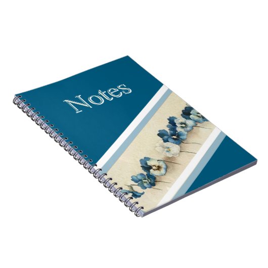 Elegant Blue Pansy Watercolor Notitieboek - Bloeme (Rechterzijde)