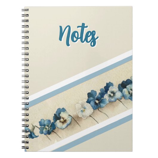 Elegant Blue Pansy Watercolor Notitieboek - Bloeme (Voorkant)