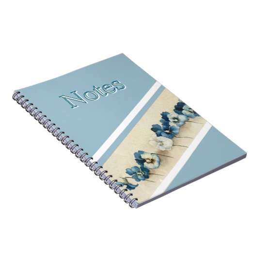 Elegant Blue Pansy Watercolor Notitieboek - Bloeme (Rechterzijde)