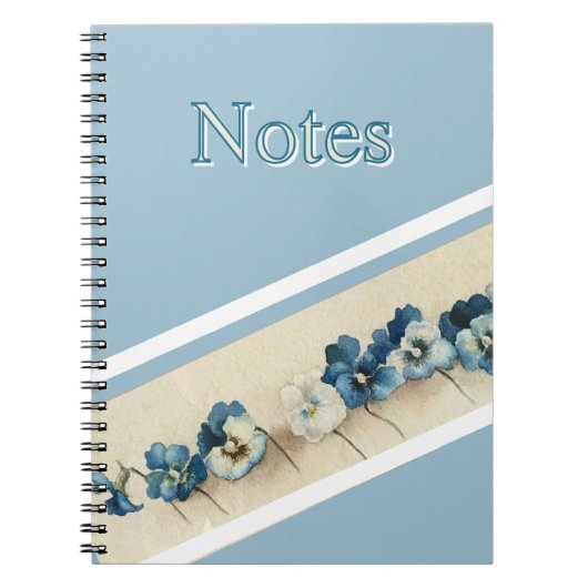 Elegant Blue Pansy Watercolor Notitieboek - Bloeme (Voorkant)