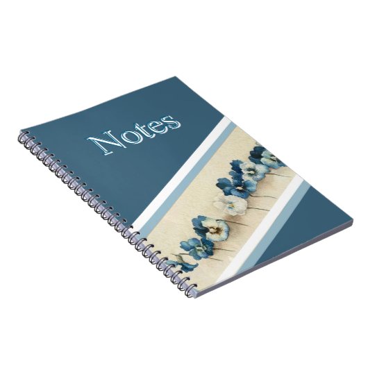 Elegant Blue Pansy Watercolor Notitieboek - Bloeme (Rechterzijde)