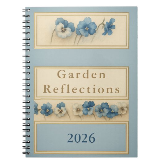 Elegant Blue Pansy Watercolour Notebook — Garden  Notitieboek (Voorkant)