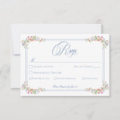 Elegant Blue Pastel Wildflower Border Wedding RSVP Kaartje (Voorkant)