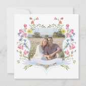 Elegant Blue Pastel Wildflower Crest Wedding Photo Save The Date (Achterkant)