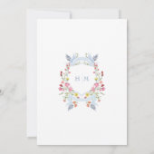 Elegant Blue Pastel Wildflower Regal Crest Wedding Kaart (Achterkant)