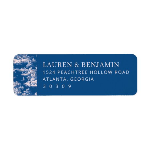 Elegant Blue Pastoral Illustrations Etiket (Voorkant)