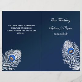 Elegant blue peace folded Wedding Programme