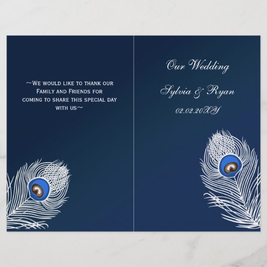 Elegant blue peace folded Wedding Programme (Voorkant)