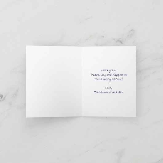 Elegant Blue Peace Gold Star Feestdagen Kaart (Binnen)