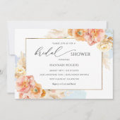 Elegant Blue Peach en Blush Vrijgezellenfeest Kaart (Voorkant)